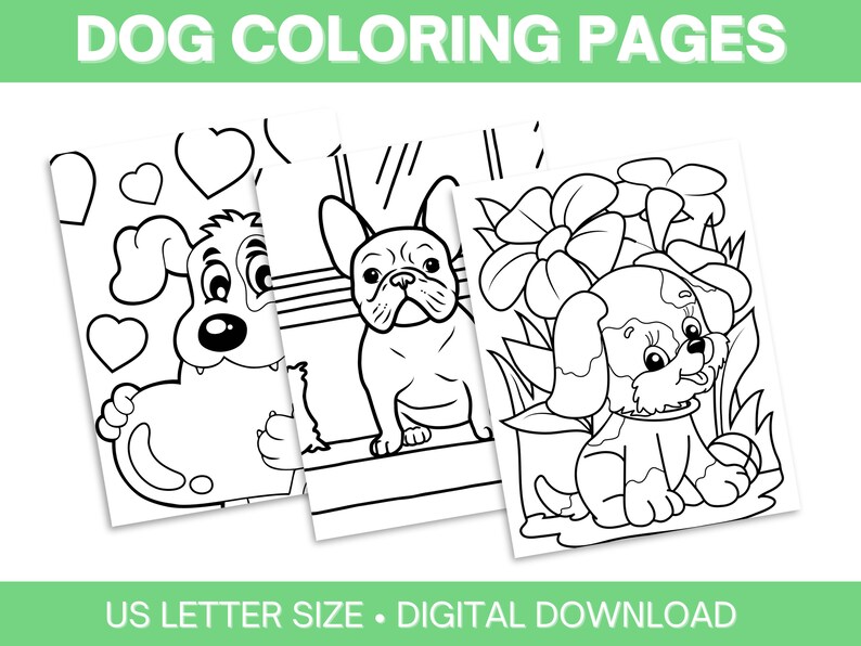 Dog Coloring Pages Puppy Coloring Pages Printable Coloring - Etsy