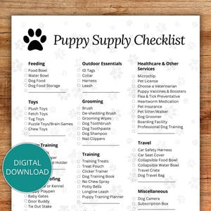 New Puppy Checklist, New Puppy Shopping List, Printable Puppy Checklist, New Puppy Checklist Printable, New Dog Shopping, Dog Supply List