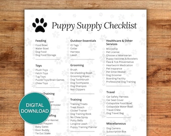 New Puppy Checklist, New Puppy Shopping List, Printable Puppy Checklist, New Puppy Checklist Printable, New Dog Shopping, Dog Supply List