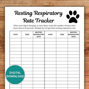 Monitoraggio della frequenza respiratoria a riposo del cane, Monitoraggio della frequenza respiratoria a riposo per cani, Monitoraggio della respirazione per cani, Registro della frequenza respiratoria a riposo del cane