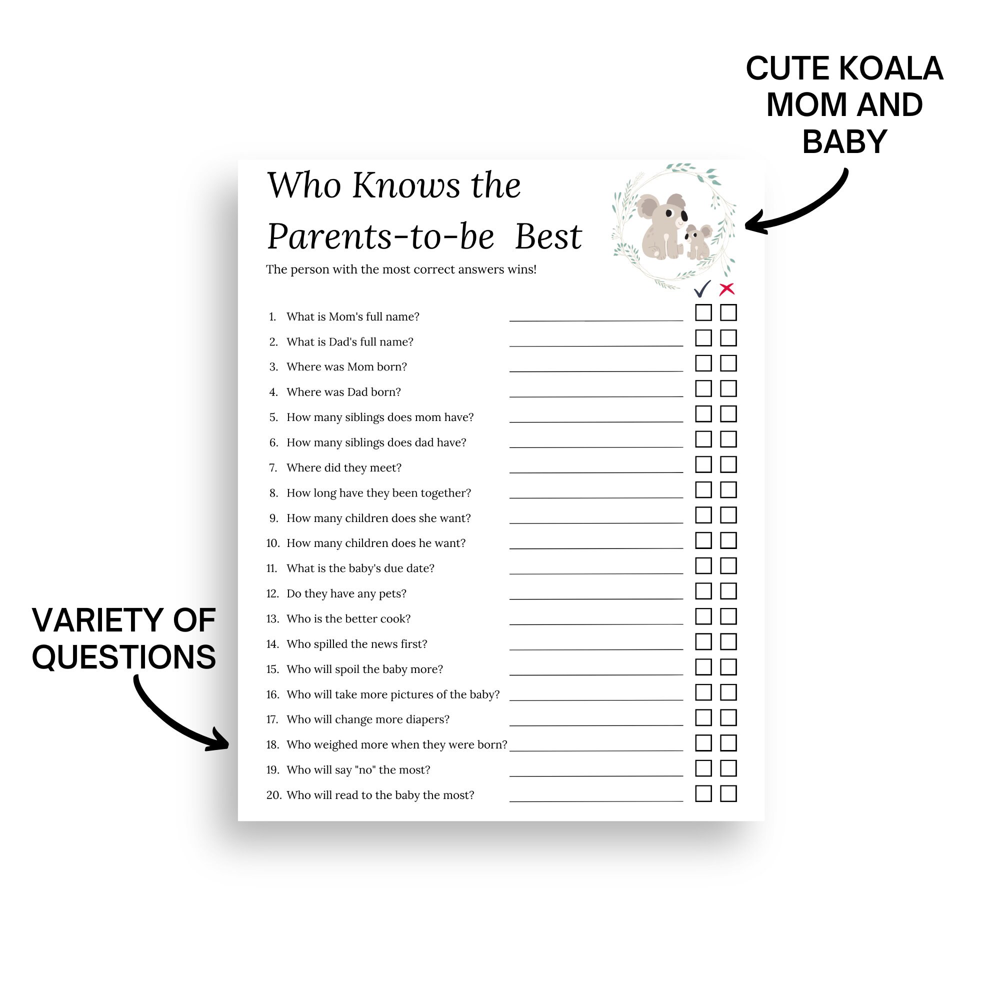 Who Knows the Parentstobe Best Baby Shower Game Printable Etsy