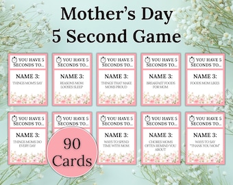 Mother's Day 5 Second Game, Mother's Day Game, Mother's Day Activity, Mother's Day Party Game, Mother's Day Trivia Game, Mother's Day Brunch