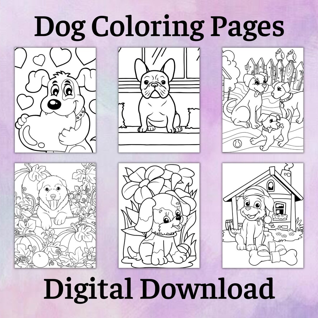 Dog Coloring Pages Puppy Coloring Pages Printable Coloring - Etsy