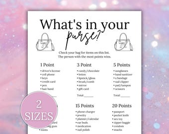 Ladies Night What's In Your Purse, Girls Night Game, Adult Party Game, Ladies Night Games, Bachelorette Party Game, Girls Night Game