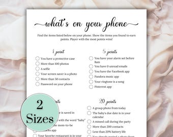 Baby Shower What's On Your Phone Game, Baby Shower Party Game, Baby Shower Game, Baby Shower What's In Your Phone, Ice Breaker Game