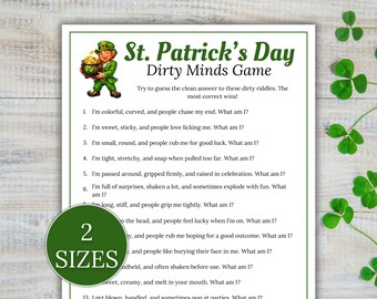 St. Patrick's Day Dirty Minds Game, Ladies Night Game, St Patricks Day Trivia Game, Ladies Night Games, Girls Night Game, St Pattys Day Game