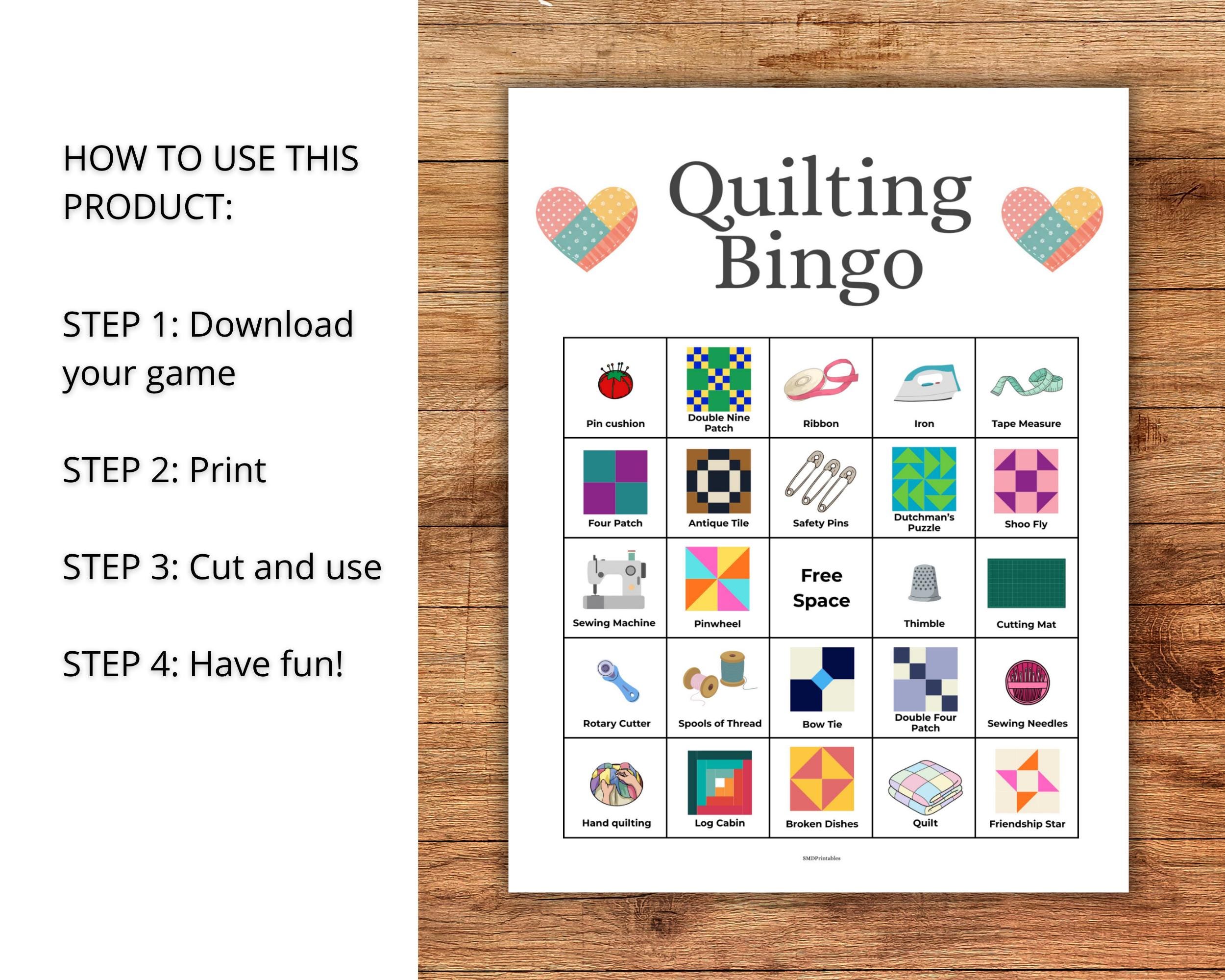 Quilting Bingo, 50 Quilt Bingo Cards, Quilt Bingo Game, Quilt Guild ...