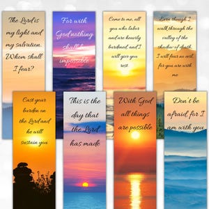 Set of 8 Bible Verse Bookmarks, Printable Bible Verse Bookmarks, Christian Bookmarks, Digital Bookmarks to Download