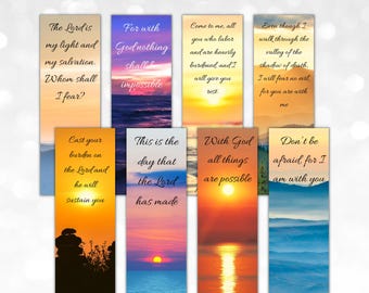 Set of 8 Bible Verse Bookmarks, Printable Bible Verse Bookmarks, Christian Bookmarks, Digital Bookmarks to Download