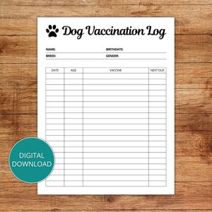 Vaccinatielogboek honden, vaccinatietracker puppy, afdrukbaar vaccinatielogboek huisdier, vaccinatietracker nieuwe puppy