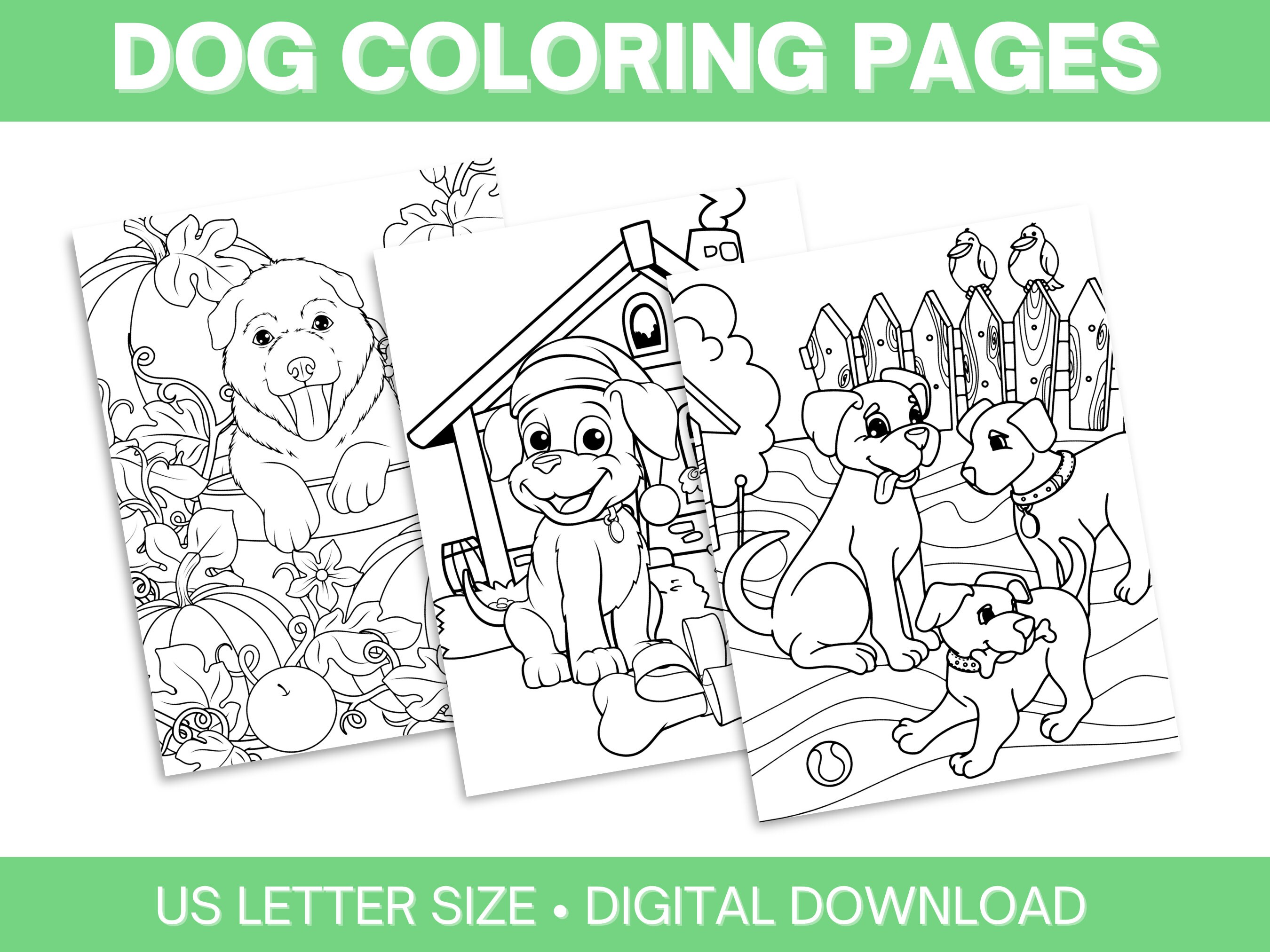 Dog Coloring Pages Puppy Coloring Pages Printable Coloring - Etsy