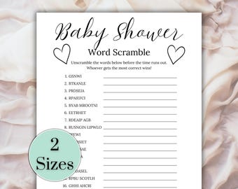 Baby ShowerWord Scramble, Baby Shower Trivia, Baby Shower Quiz, Baby Shower Game, Co-ed Baby Shower Ideas, Baby Shower Icebreaker
