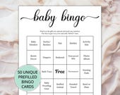 Baby Shower Bingo, Printable Bingo Cards, Prefilled Bingo Cards for Baby Shower, Minimalist Baby Shower, Gender Neutral Baby Shower, Co-Ed