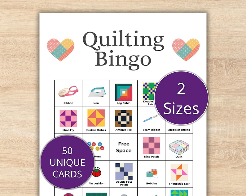 Quilting Bingo, 50 Quilt Bingo Cards, Quilt Bingo Game, Quilt Guild ...