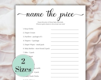 Name the Price Baby Shower Game Printable, Baby Pricing Game, Baby Items Pricing Game, Guess the Price Baby Shower Game, Baby Sprinkle Game