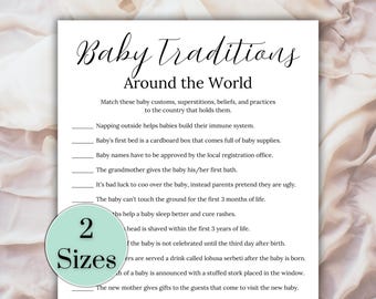 Baby Traditions Around the World, Baby Shower Trivia, Around the World Baby Shower Game, Co-ed Baby Shower Ideas, Baby Shower Icebreaker
