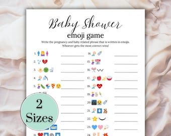 Baby Shower Emoji Game, Baby Shower Trivia, Baby Emoji Game Printable, Baby Shower Game, Co-ed Baby Shower Ideas, Baby Shower Icebreaker