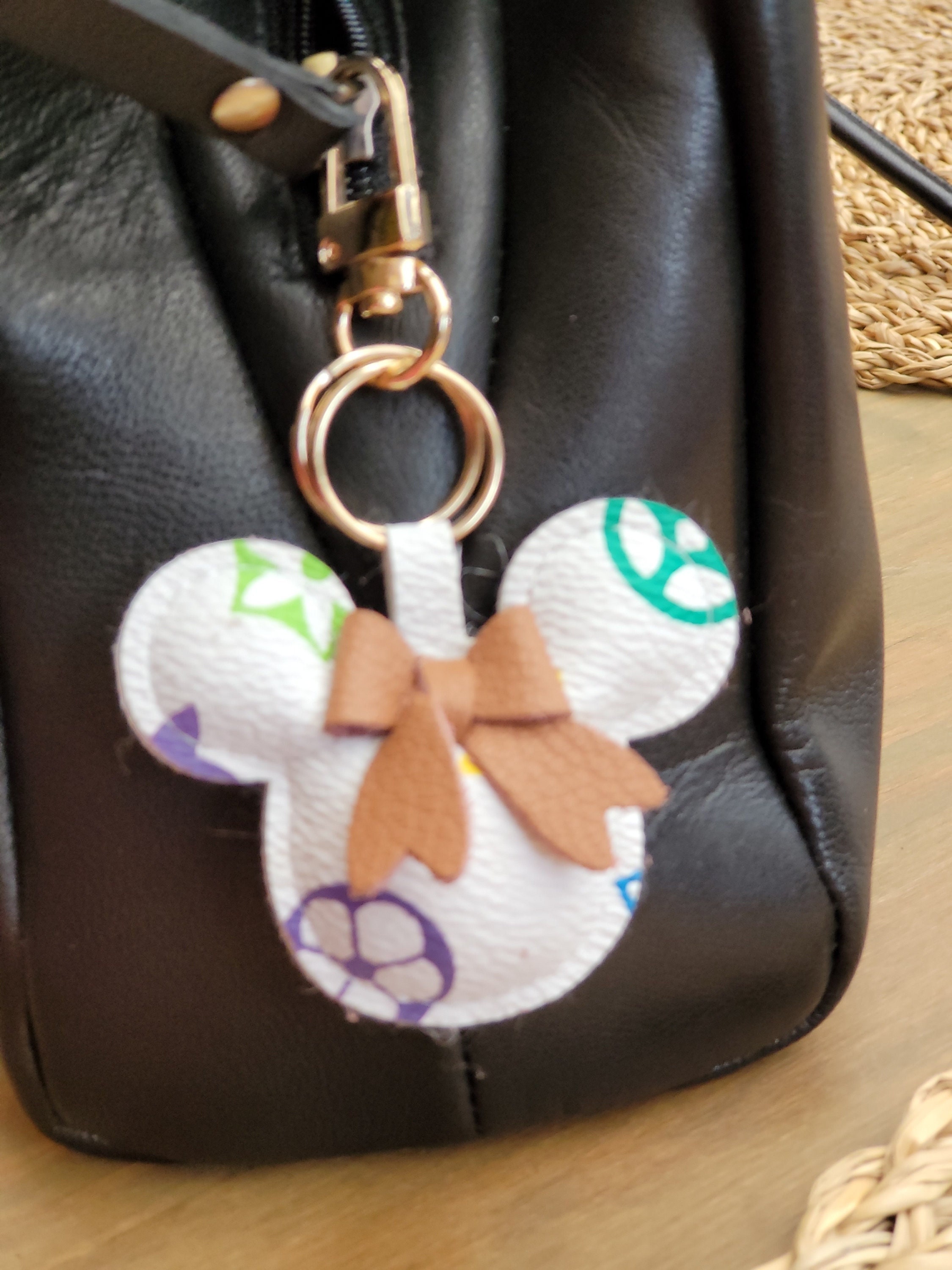 Minnie keychain keyring in handmade gift pouch