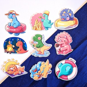 9 cute Dinosaur Sticker - Summer / Dinos / Dinosaurier / Hollidays