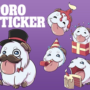 Cute Poro Sticker Party / Discord / WhatsApp / Twitch / League of Legends / Digital download