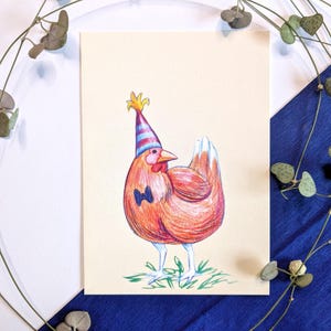 Carte postale de poulet de fête à écrire soi-même Fête d'anniversaire Fête de bébé