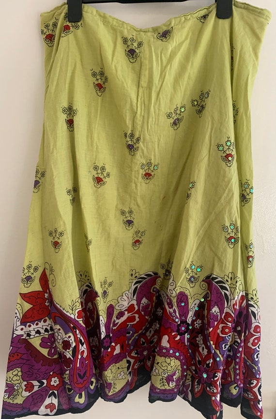 Beautiful Vintage A-line Boho 100% Cotton Midi Kne