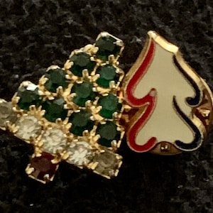 Two Gorgeous Vintage Christmas Tree Brooches / Pins  for Hats Scarfs Blouses Tops Coats/