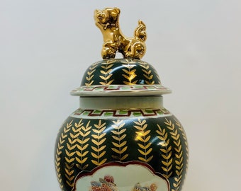 20"H Exquisite Classic Style of Gilded and Color-Painted Porcelain Vessel with Gilded Lid