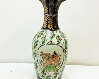 16"H Exquisite Classic Style of Gilded and Color-Painted Porcelain Vase