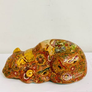 Lovely Satsuma Vermilion Porcelain Kitty