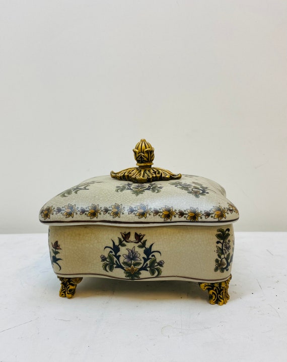 Exquisite Rectangular Ceramic Jewelry Box with Li… - image 1