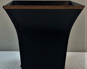 7"H Small Hand Painted Black Tole Bin & Orchid Planter