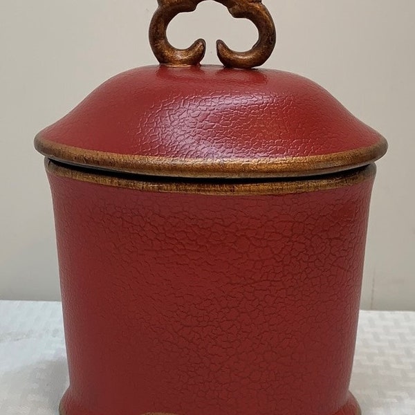 9"H Dark Red Ceramic Jar with Lid, for Decoration Only