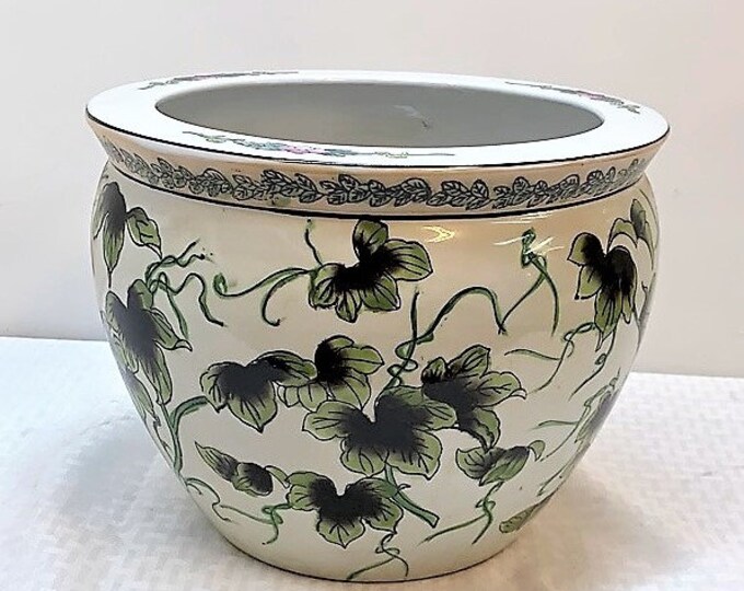 10”D Exquisite Color-painted White Ceramic Vat or Planter - Etsy