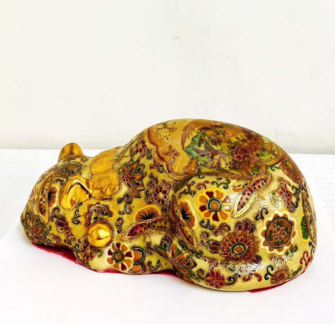 Lovely Satsuma Yellow Porcelain Kitty Etsy