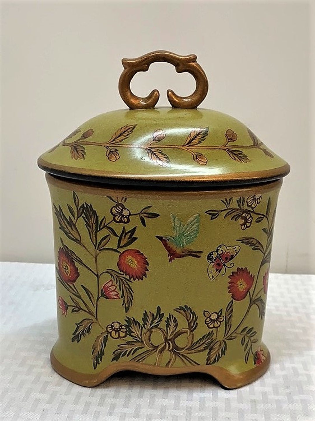 9h Light Green Ceramic Jar With Lid, for Decoration Only Etsy