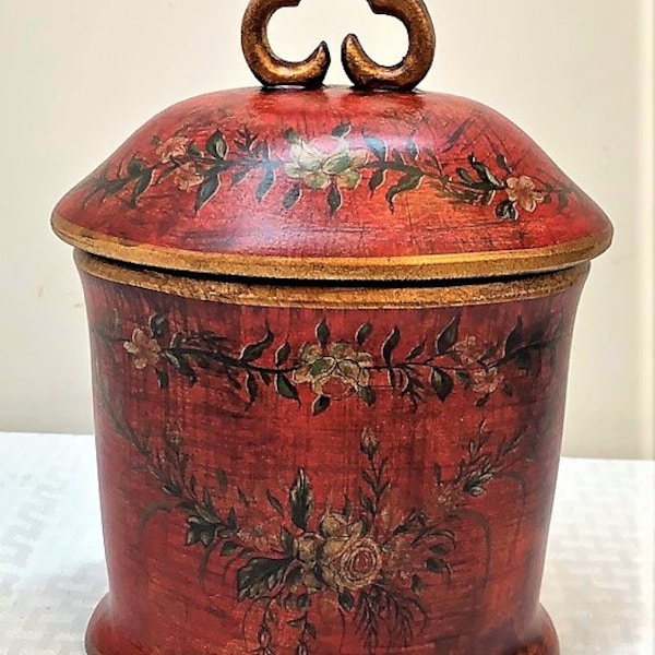 9"H Red Ceramic Jar with Lid, for Decoration Only