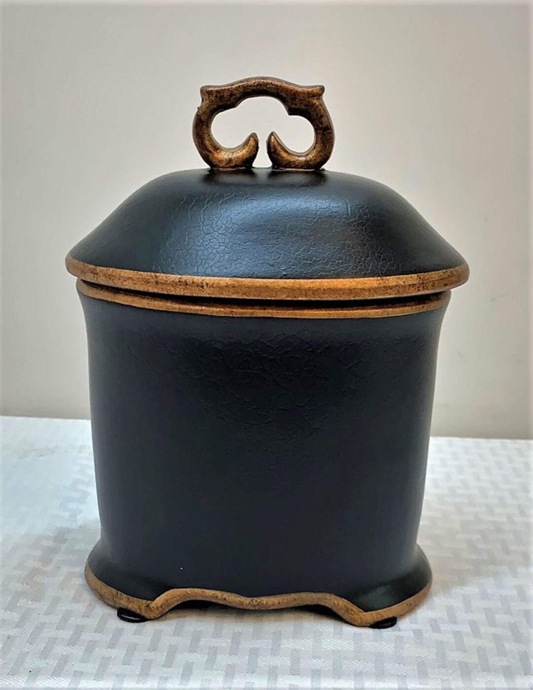9h Black Ceramic Jar With Lid, for Decoration Only Etsy