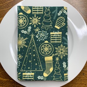 Christmas Gold Foil on Green - Set of 4