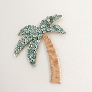 Palm Tree Shell Wall Decor, Palm Tree Decor, Limpet Shell Wall Art, Rope and Shell Palm Tree, Coastal Home Decor