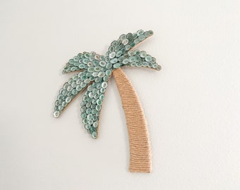Palm Tree Shell Wall Decor, Palm Tree Decor, Limpet Shell Wall Art, Rope and Shell Palm Tree, Coastal Home Decor