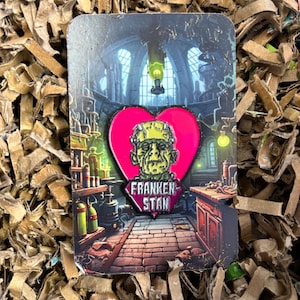 FRANKEN STAN - Frankenstein horror pin badge funny spooky Halloween universal monsters