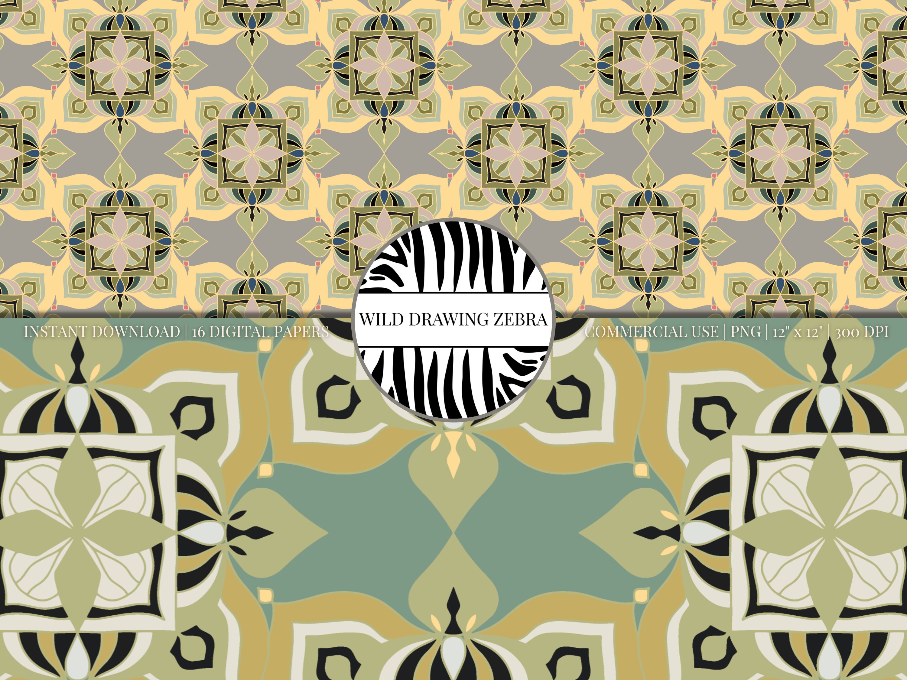 Colorful Mediterranean Printable Paper Pack With Decorative Vintage ...