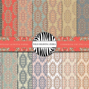 Oriental Mosaic Digital Paper Pack - With Decorative Moroccan Patterns & Abstract Ethnic Scrapbook Papers - Commercial Use