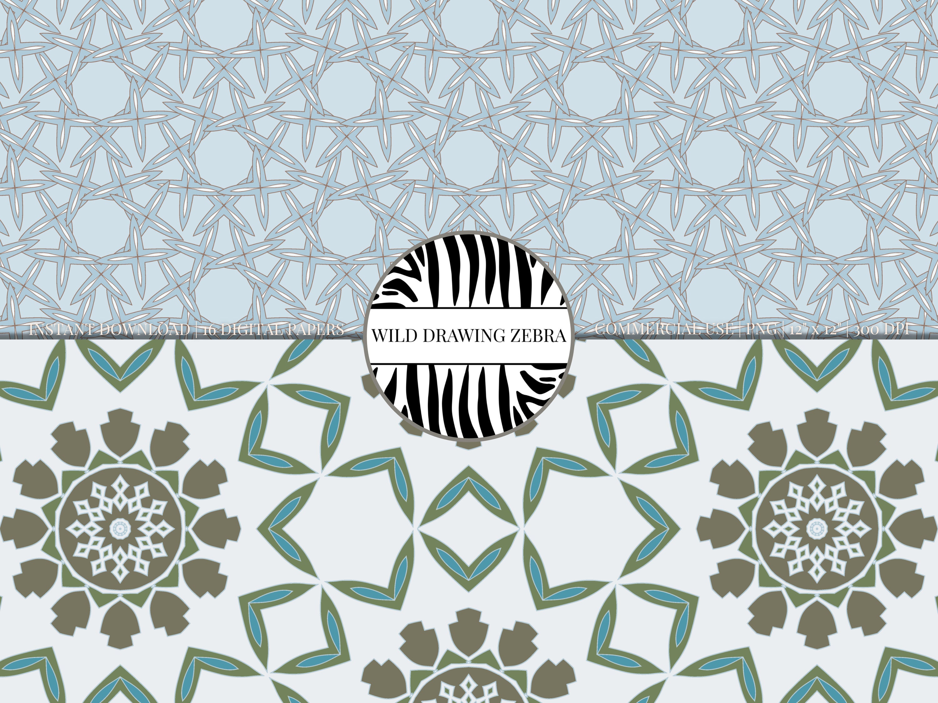 Decorative Moroccan Digital Paper Pack With Oriental Mosaic Scrapbook ...
