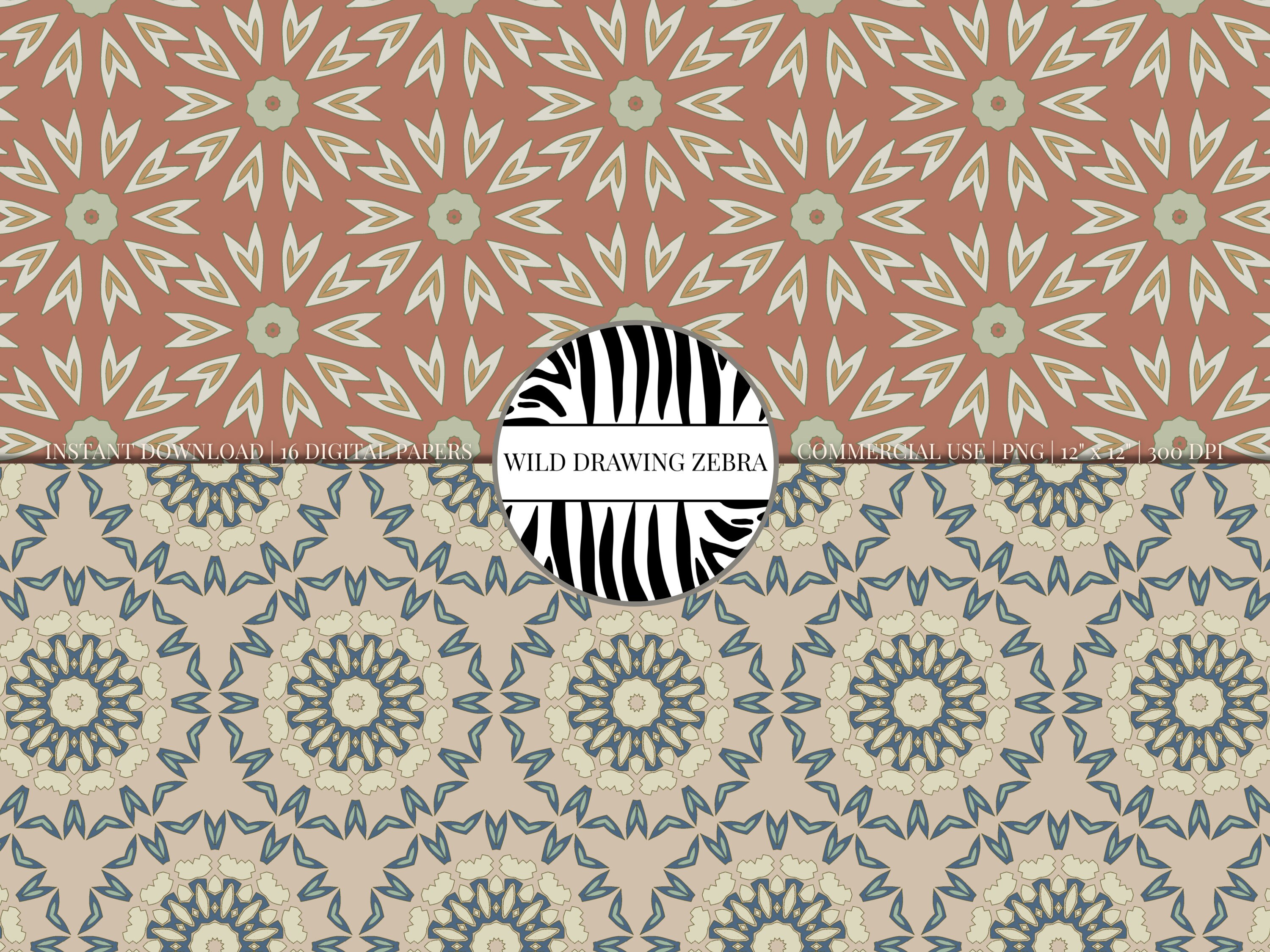 Decorative Moroccan Digital Paper Pack With Oriental Mosaic Scrapbook ...
