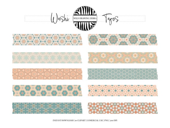 Digital Washi Tape Stickers for Goodnotes, Notability, Onenote Washi  Clipart Colorful Tropical Washi Tape for Digital Planner 