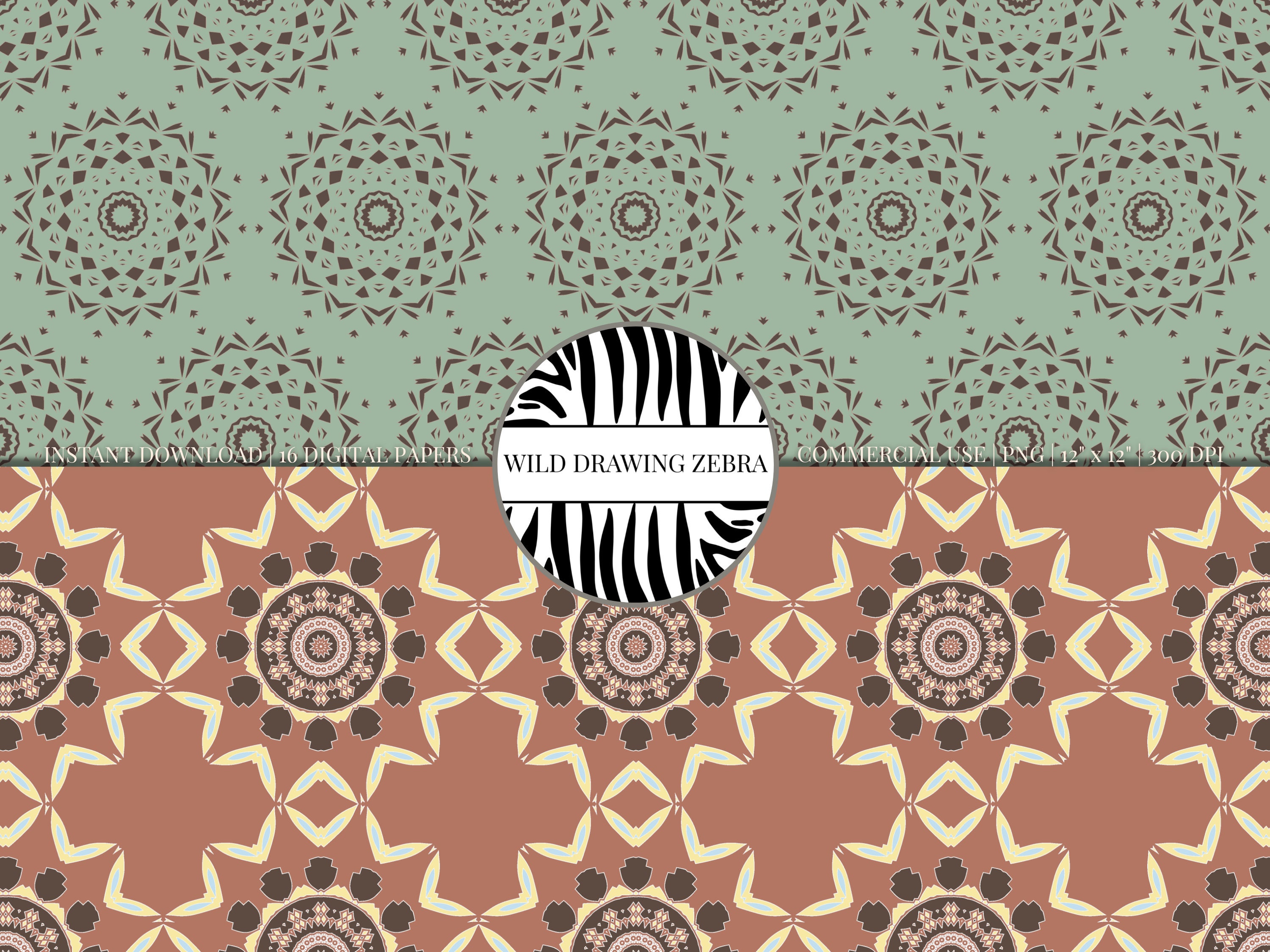 Decorative Moroccan Digital Paper Pack With Oriental Mosaic Scrapbook ...