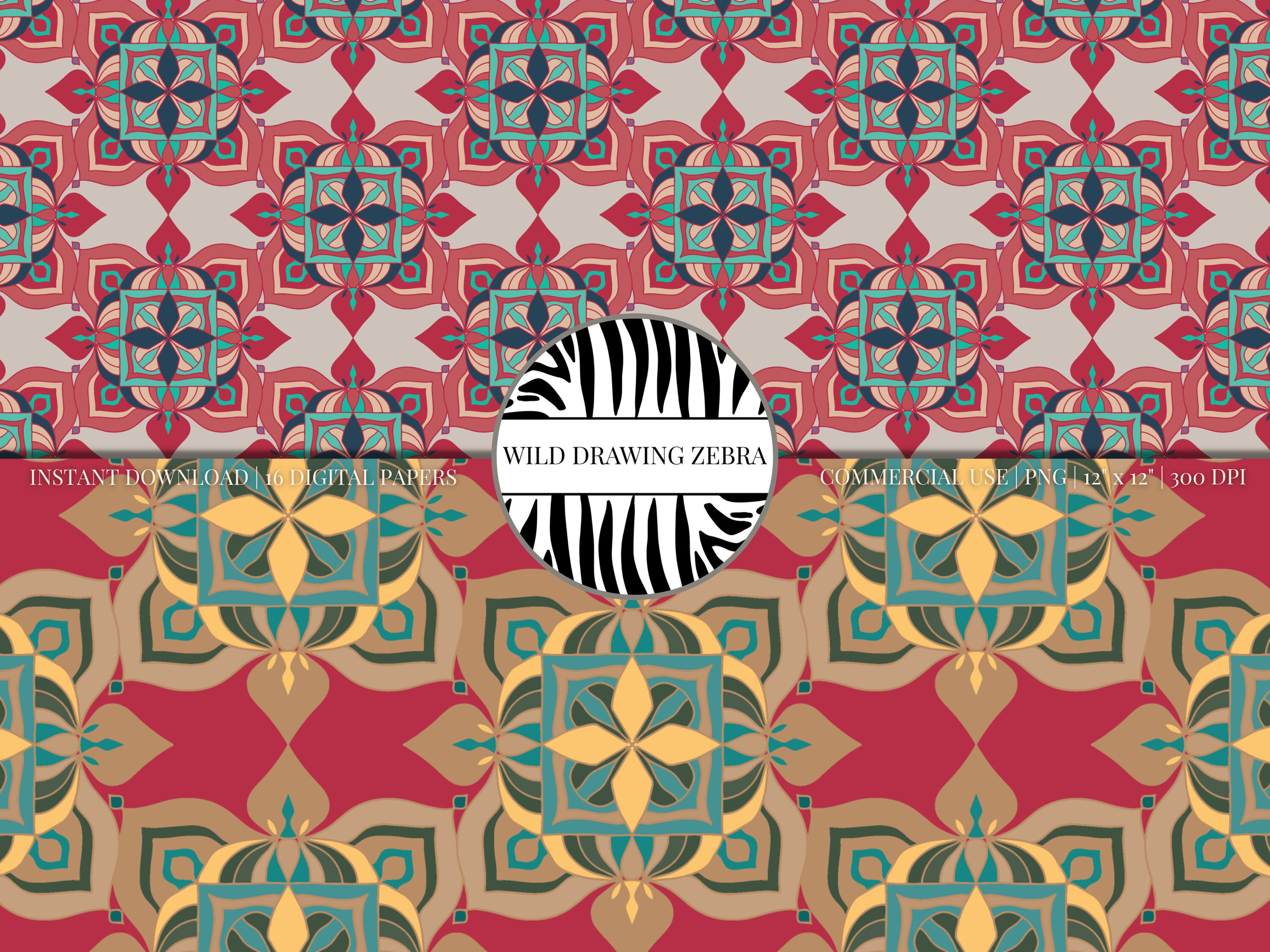 Colorful Mediterranean Printable Paper Pack With Decorative Vintage ...