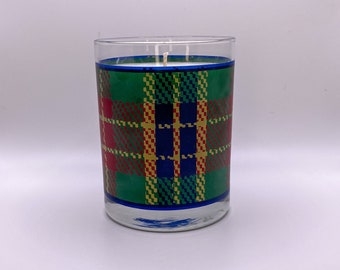 Vintage Plaid Glass Candle- Juniper & Fig